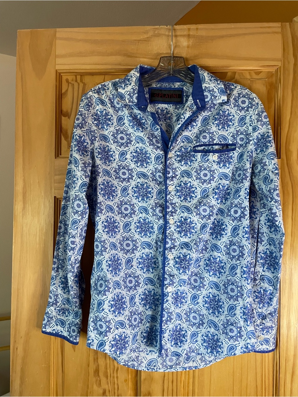 Men's Blue Paisley & Medallion Long-Sleeve Button-Down Shirt